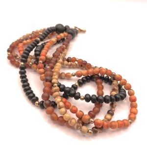 Multi-Strand Autumn Colored Beaded Necklace